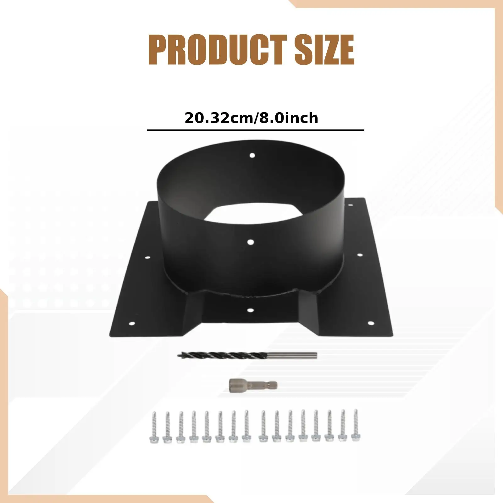 shipping-container-roof-vent-adapter-black-carbon-steel-leakproof-vents-for-8-inch-round-chimney-use