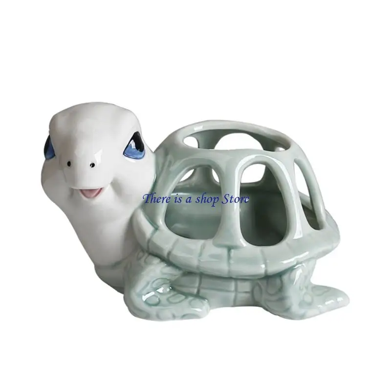 

D0AD Ceramic Fleshy Plant Pot Tortoise Planter Plant Flowerpot Ornament for Fleshy Plant Cactuses Container for Home Balcony