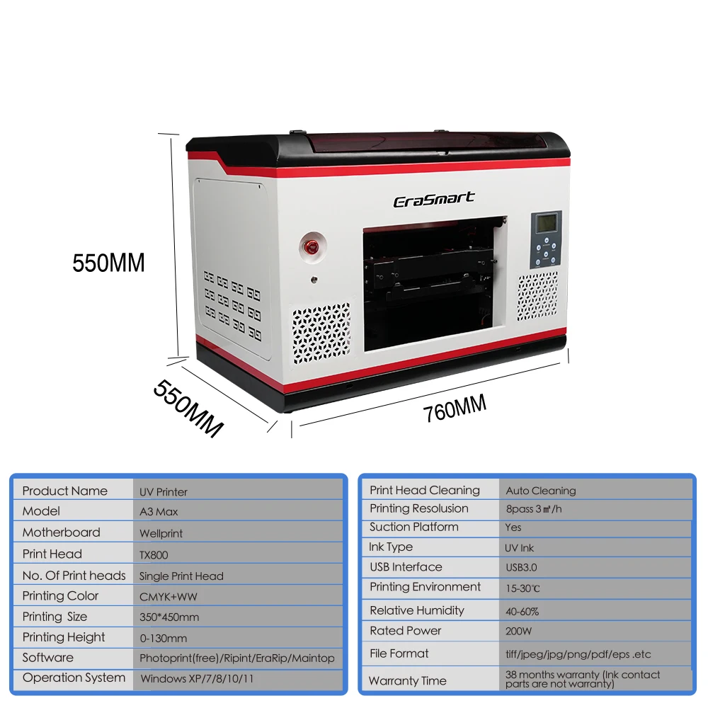 EraSmart The Newest Digital 3545 Phone Case Flatbed UV Printing Machine A3 UV Printer For Painting Printing Small Business Ideas