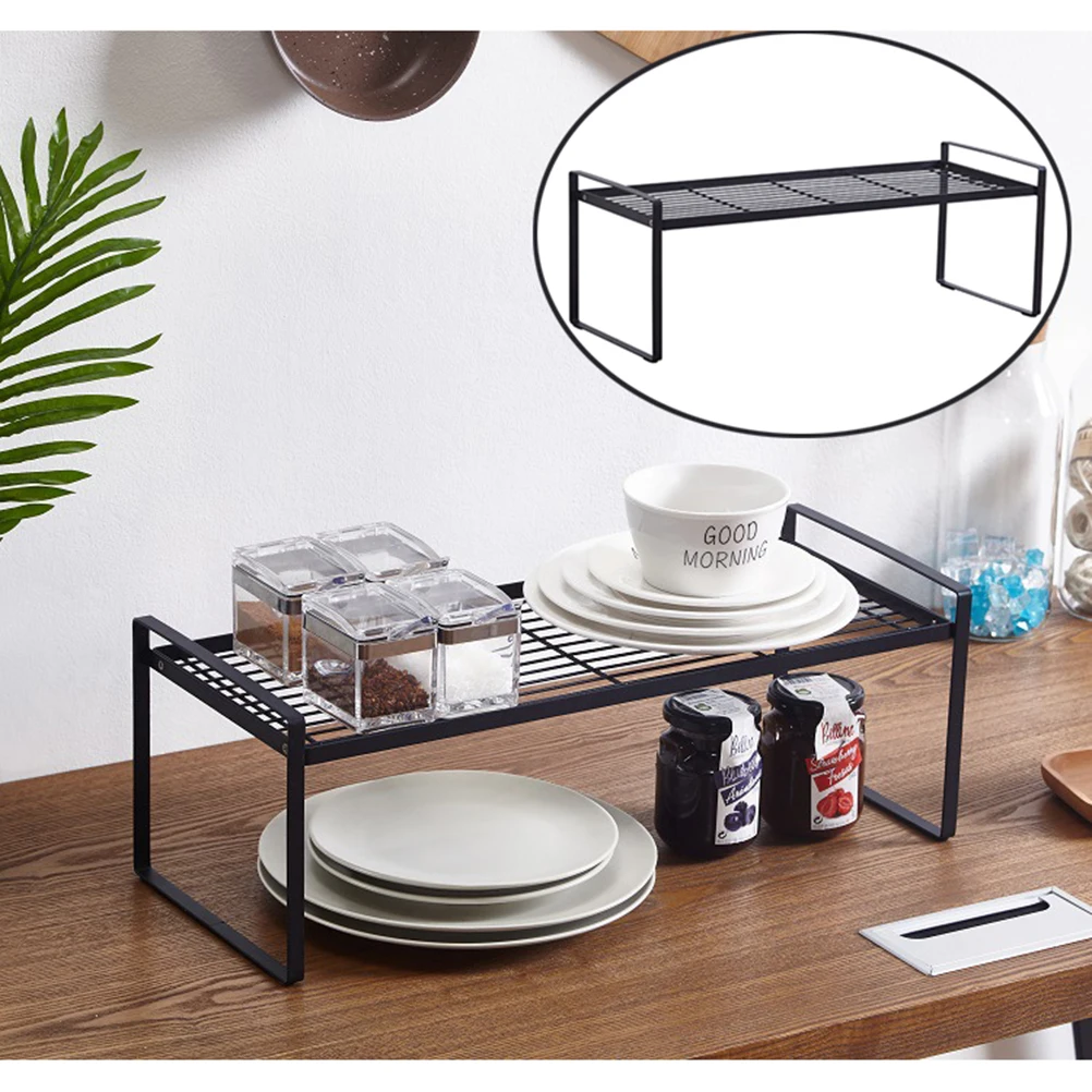 

Kitchen Wrought Iron Layered Shelf Pot Storage Rack Black Saving Multi Functional Home Restaurant Use