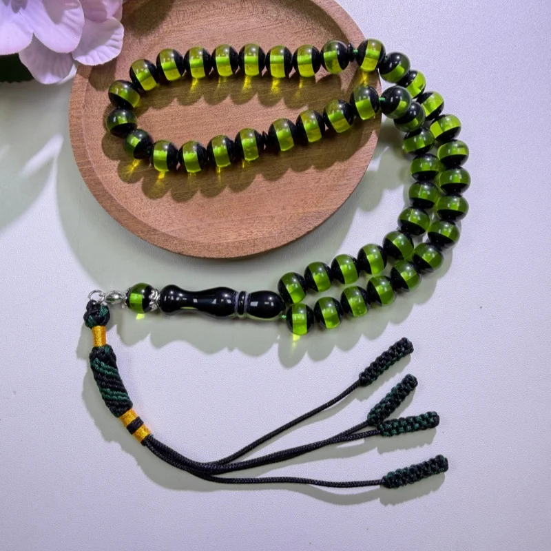 1Pc Handmade Muslim Prayer Beads with Tassel, Rosary Tasbih Handheld Decor Bracelet