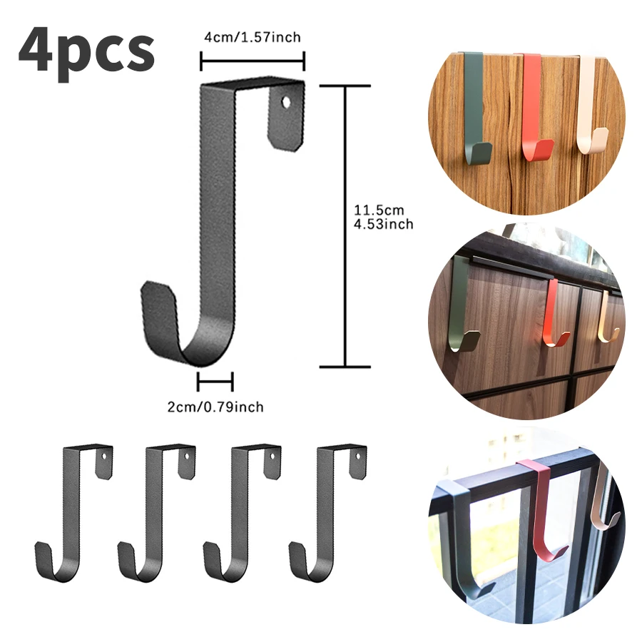 Multi-Purpose Hooks Kitchen Cabinet Door Back Hook Hanging Rack Clothes Coat Hat Towel Hanger Storage Hook Bathroom Accessories