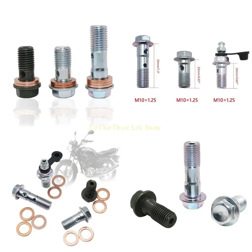 

77UF 10 Pcs Motorcycle Banjo Bolts & Washers for Brake Caliper Cylinder