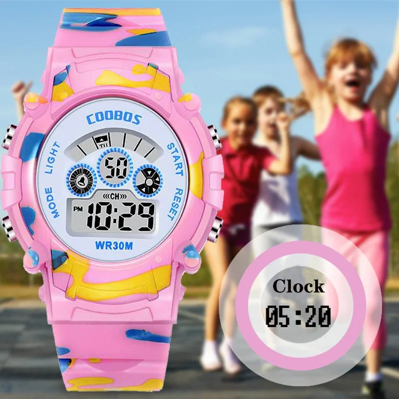 CamSolomon-Montre numérique LED étanche pour enfants, montre-bracelet de sport pour enfants, bracelet en caoutchouc, horloge pour enfants, étudiant,