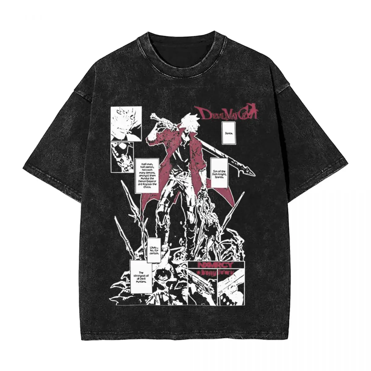 Washed T Shirt Devil May Cry Game Hip Hop Novelty T-Shirt Harajuku Dante Streetwear Summer Tops Tee Shirt for Men Women