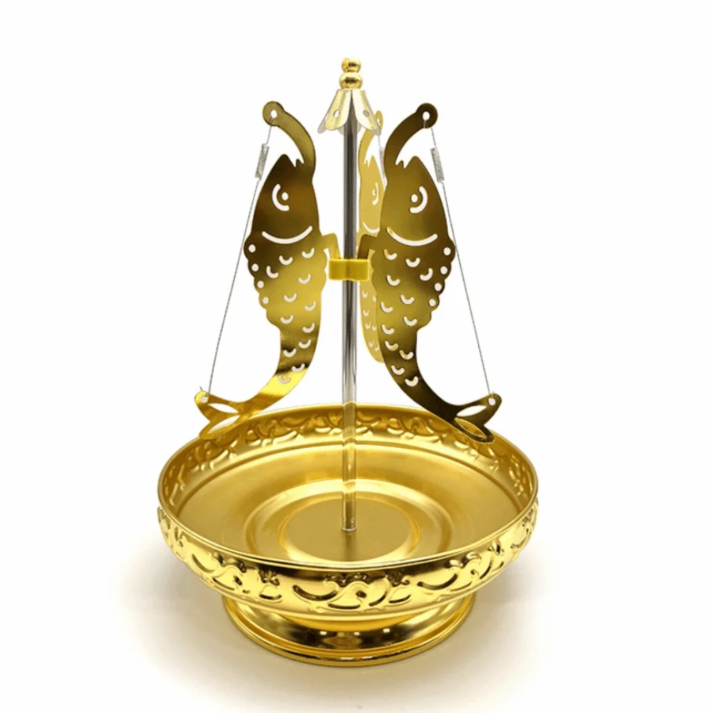 Adjustable Center Rod Three-Fish Incense Holder Stainless Steel Decorative Buddhist Incense Burner Handcrafted