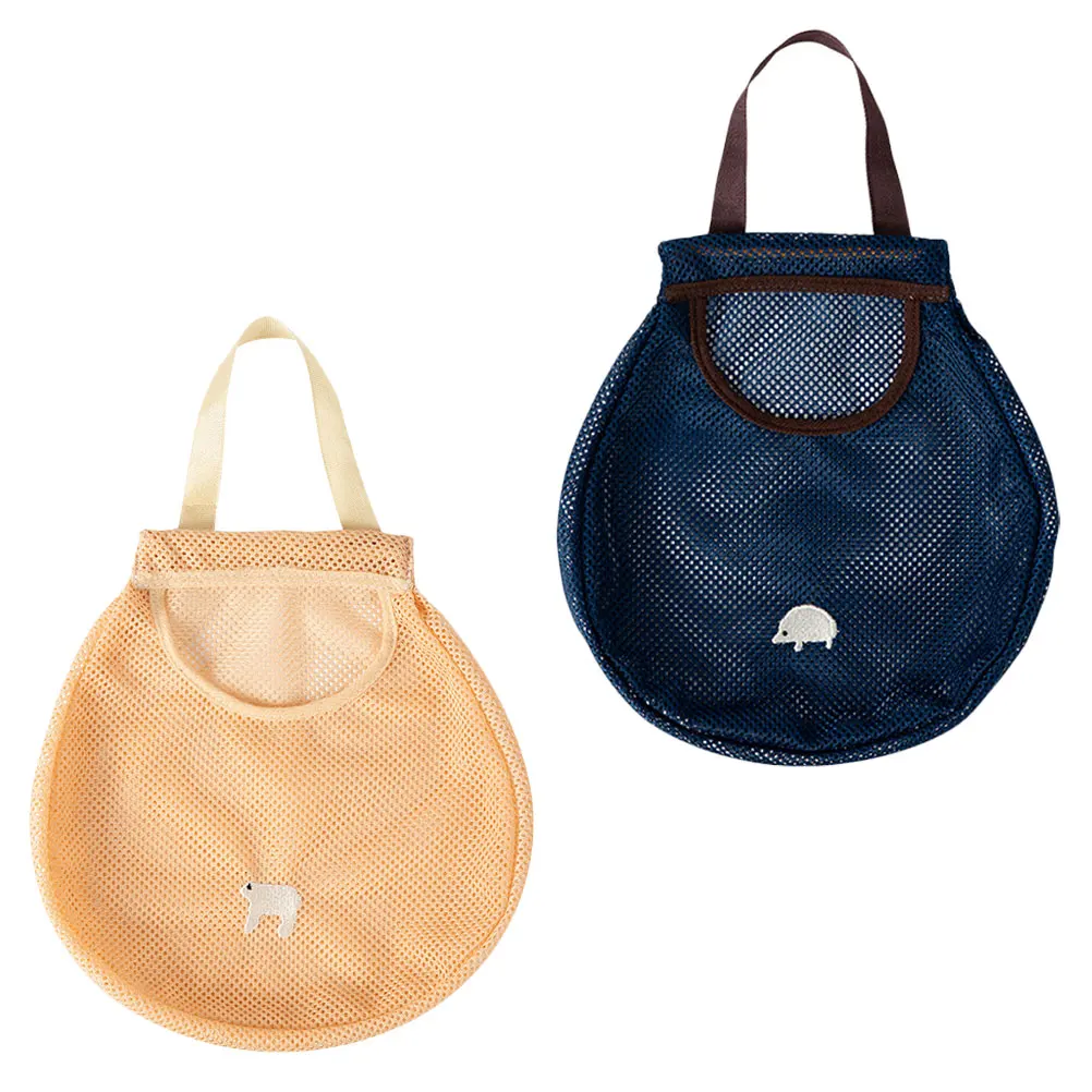 

2pcs Fruit Vegetable Storage Bag Foldable Mesh Tote Reusable Washable Eco Grocery Kitchen Portable H held Shopping Bag