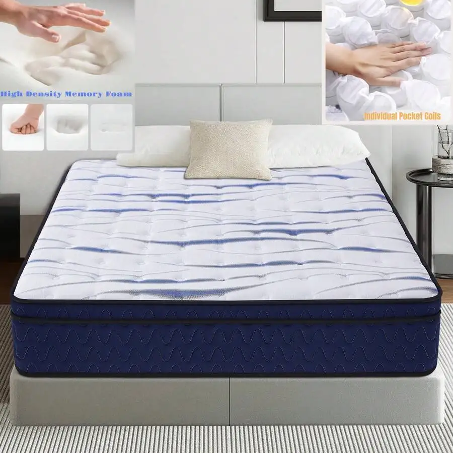 Innerspring-Gel-Infused Memory Foam Mattress, 10-Inch 12-Inch Hybrid Cushion Firm, Cool Touch, Perfect Night Sleep CertiPUR-US C