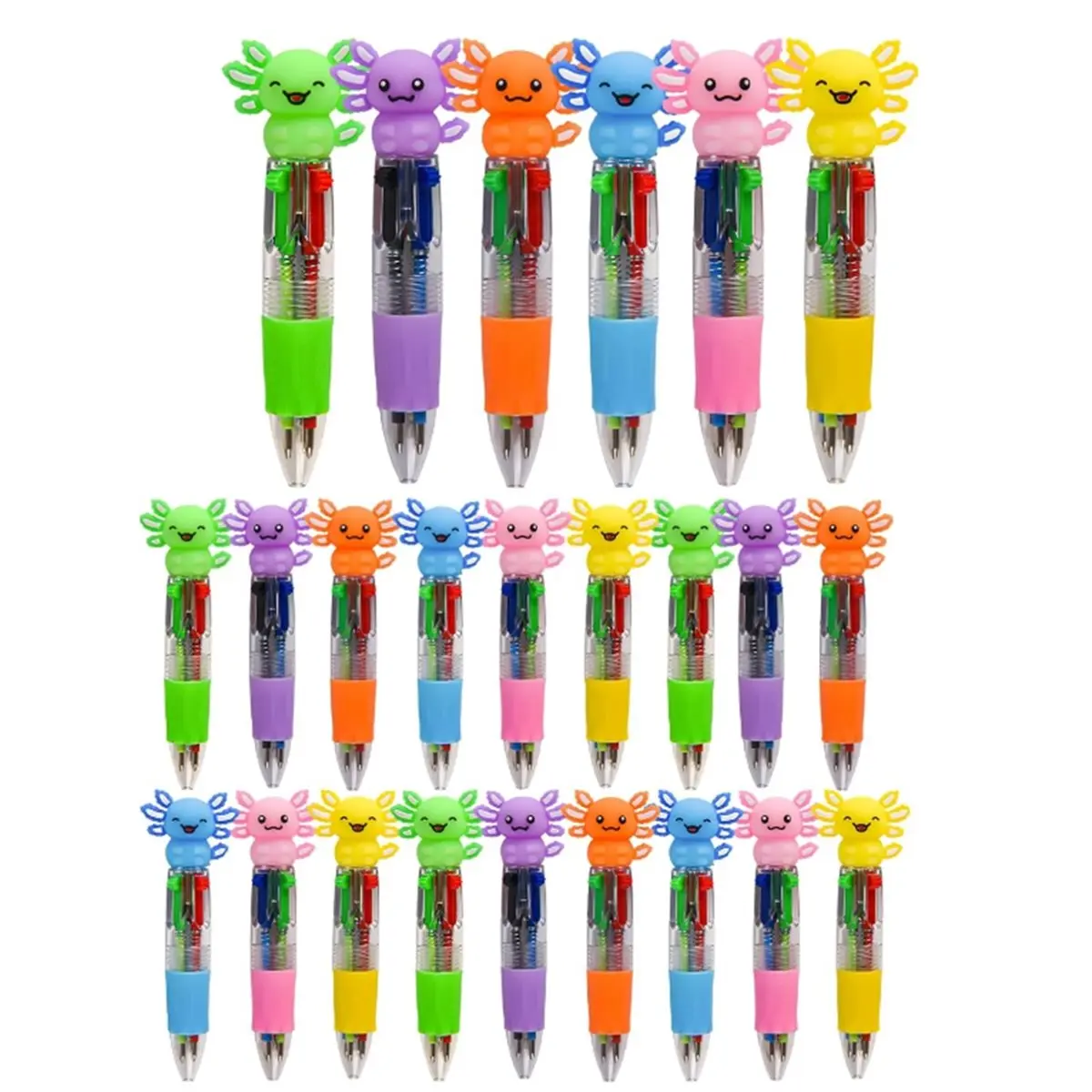 Eco-friendly 30 Pieces of Cute Cartoon Salamander Four-Color Pen Mini Pen Color Ballpoint Pen Primary School Students Stationery