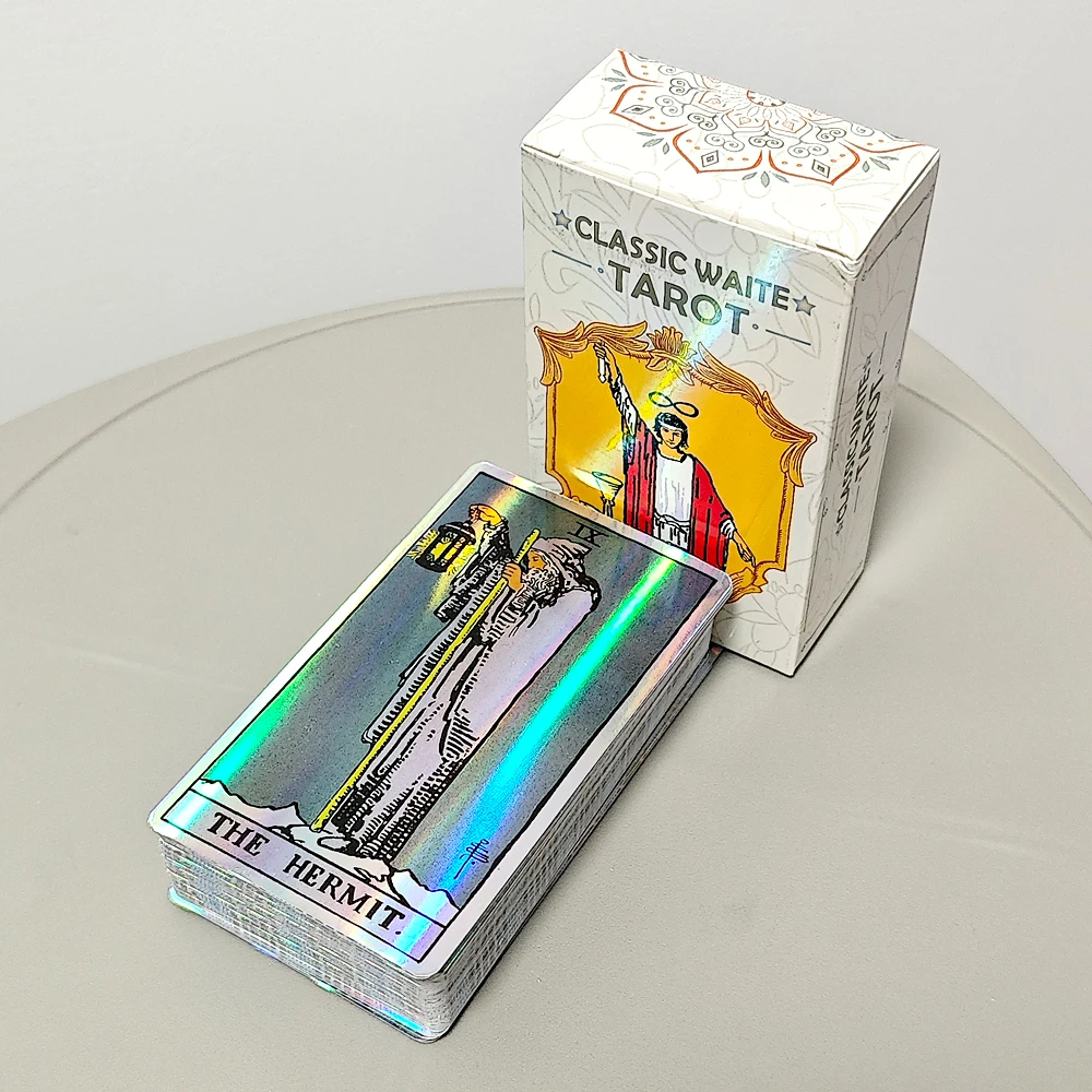 

Классическая колода Таро Уэйта, 78 шт., радужные голографические карты Таро 10*6 см для начинающих