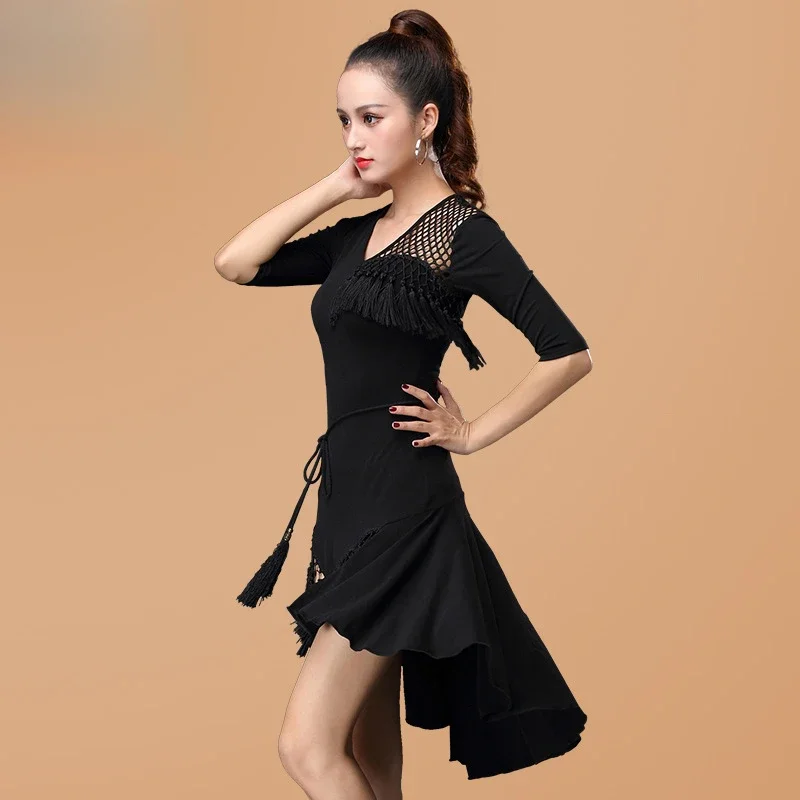 라틴 댄스 드레스 여성용 성인 라틴 댄스 스커트 드레스 섹시 스타일 신상품 전문 무대 공연용