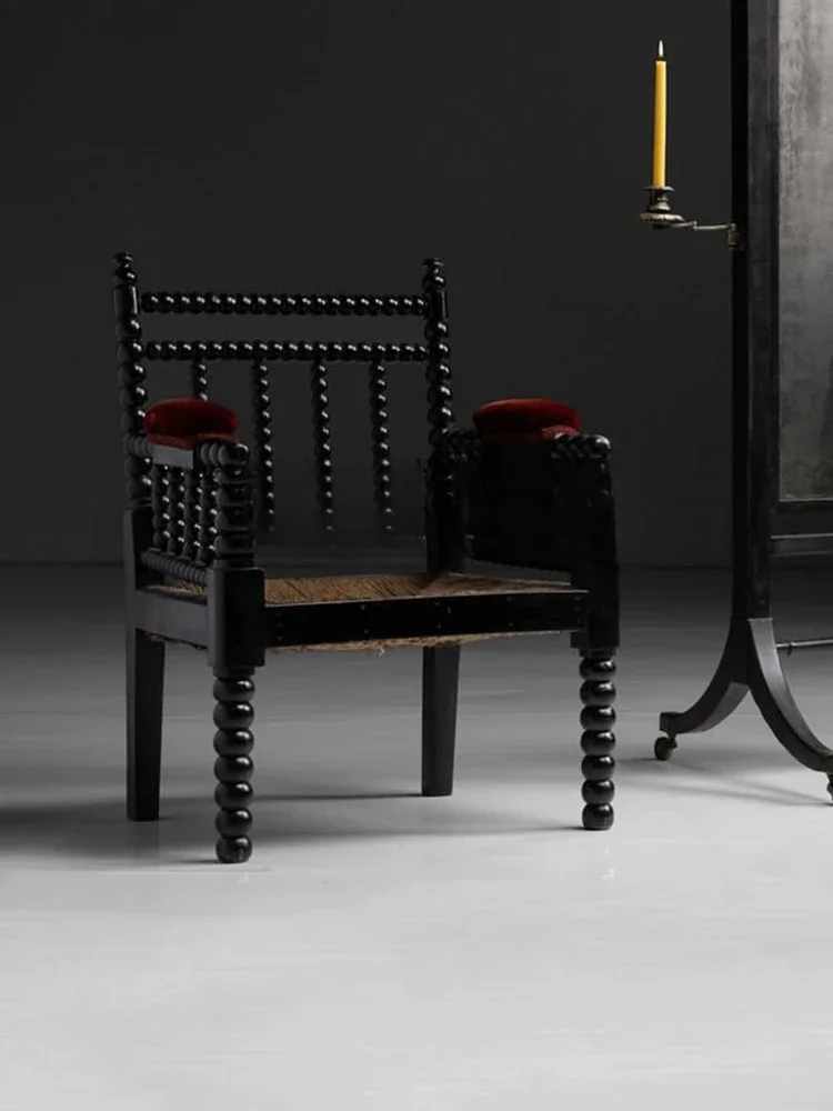 منتصف القديمة الصلبة الخشب كرسي الروطان الفرنسية الرجعية أريكة واحدة غرفة المعيشة الروطان عارضة مسند الذراع مسند الظهر كرسي #2