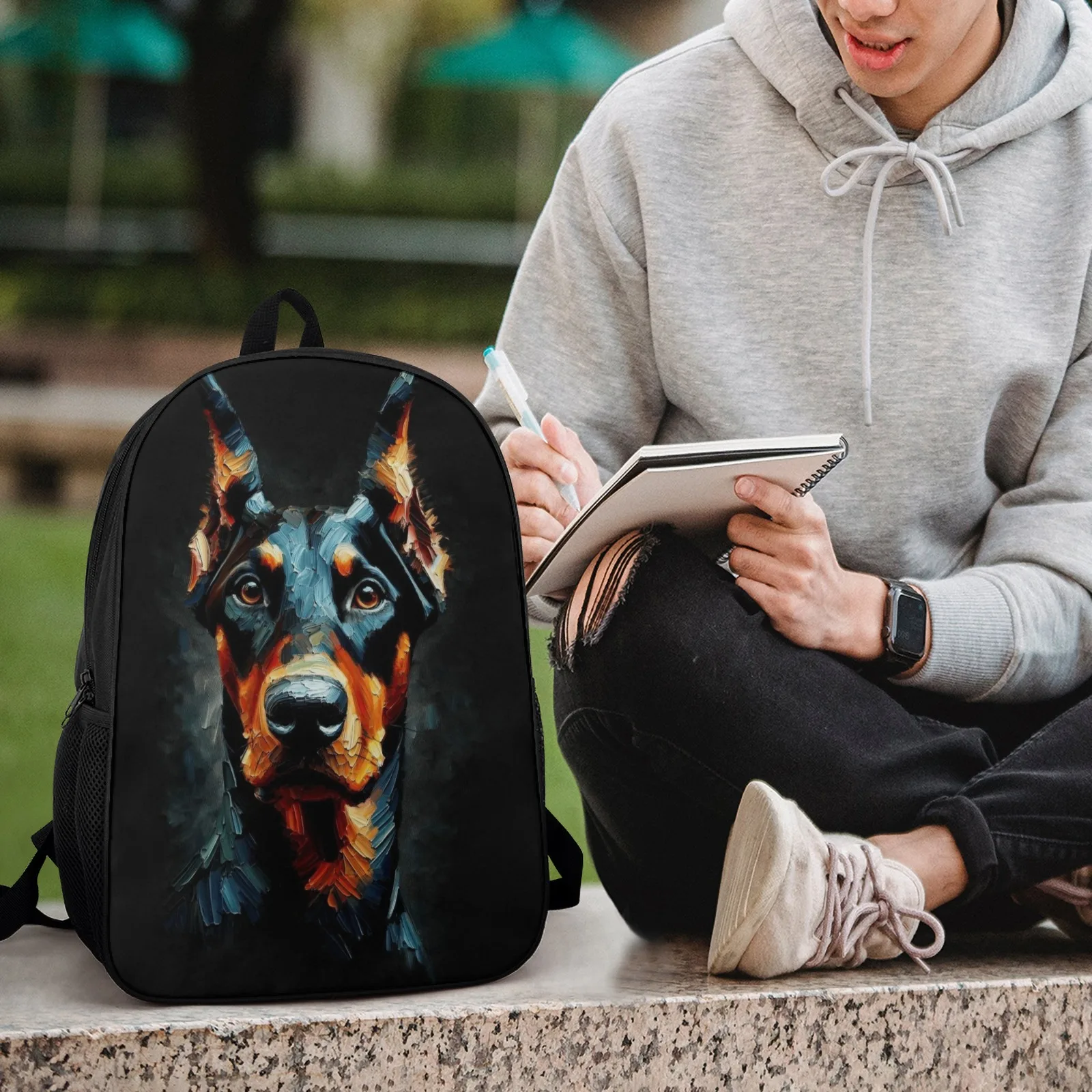 Doberman 1 Mochila Escolar Borsa per libri stampata Ritorno a scuola Borsa per zaino da scuola da 17 pollici