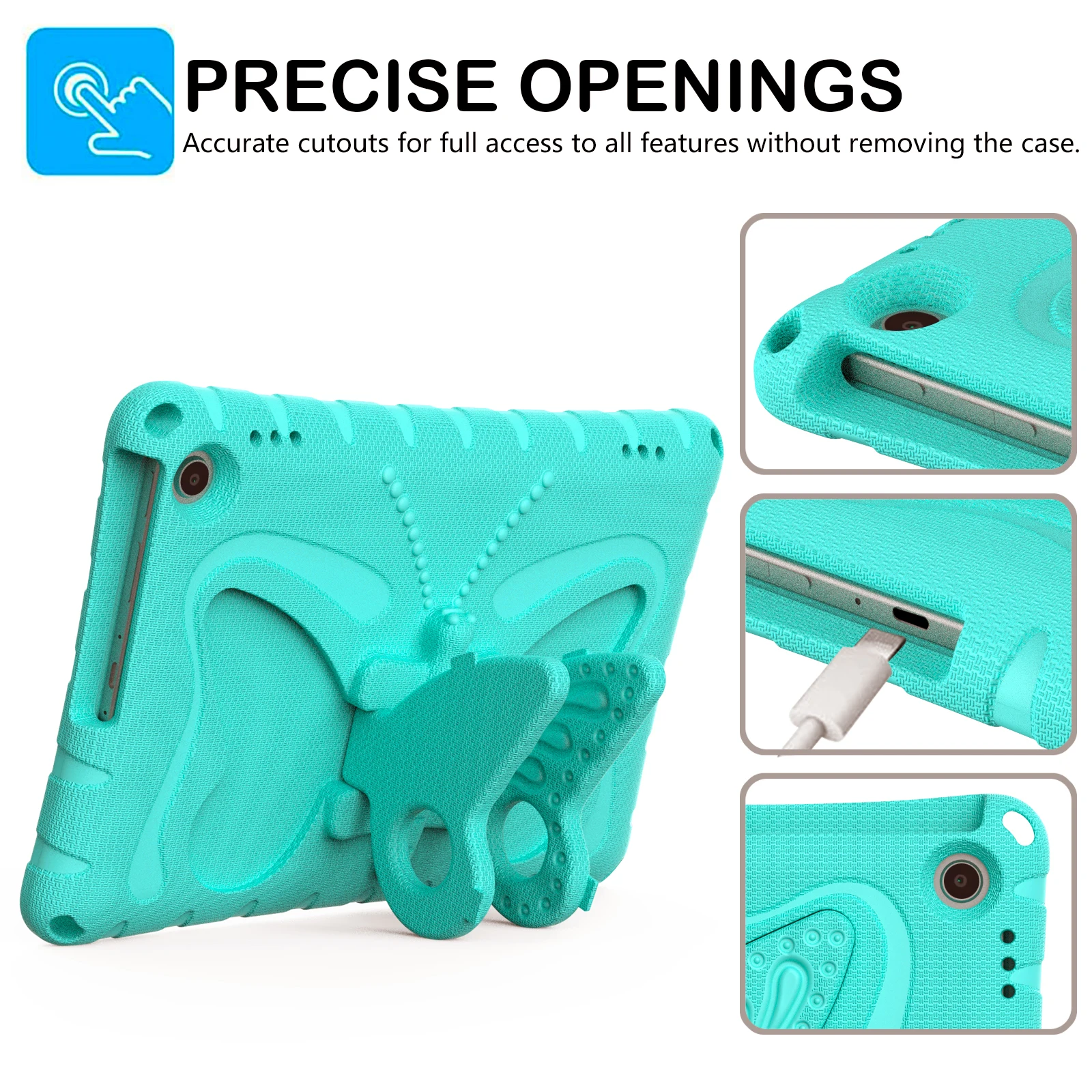 Kids Butterfly Case For Amazon Fire Max 11 2023 HD10 HD8 Plus 2023 2022 2021 2020 Fire7 2022 EVA Stand Cover With Shoulder Strap