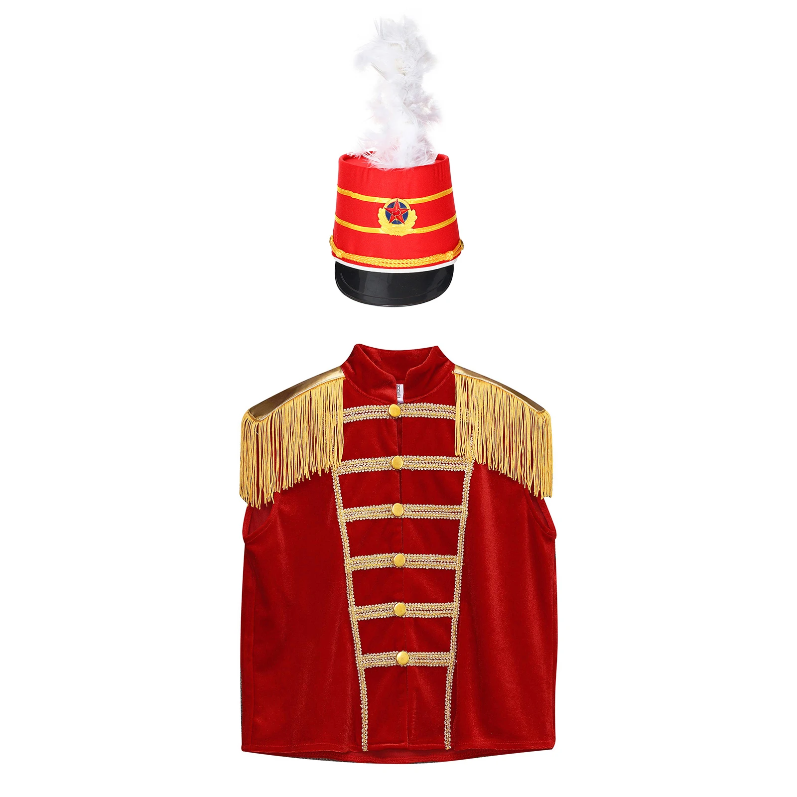 Jongens Meisjes Drum Trompet Kostuum Marching Band Major Team Uniform Royal Honor Guard Kwastje Circus Circusdirecteur Jas Vest Hoed Set