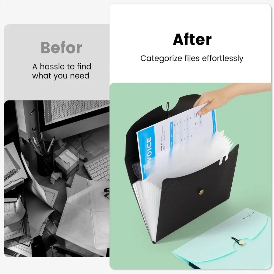 Memperluas Folder File 13 Saku Pengatur File Akordeon Folder File Bulanan yang Dapat Diperluas untuk Dokumen dengan Label Tagihan Portabel