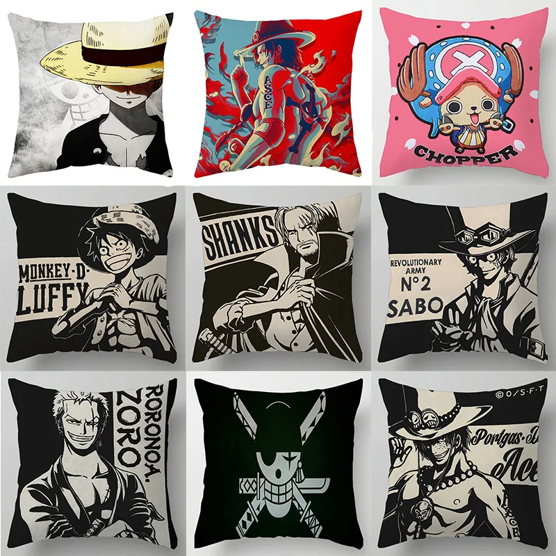 

Anime One Piece Cartoon Pillow Cover 45x45cm Polyester Square Luffy Pillowcase Office Home Sofa Decor Cushion Cover Toys Gifts