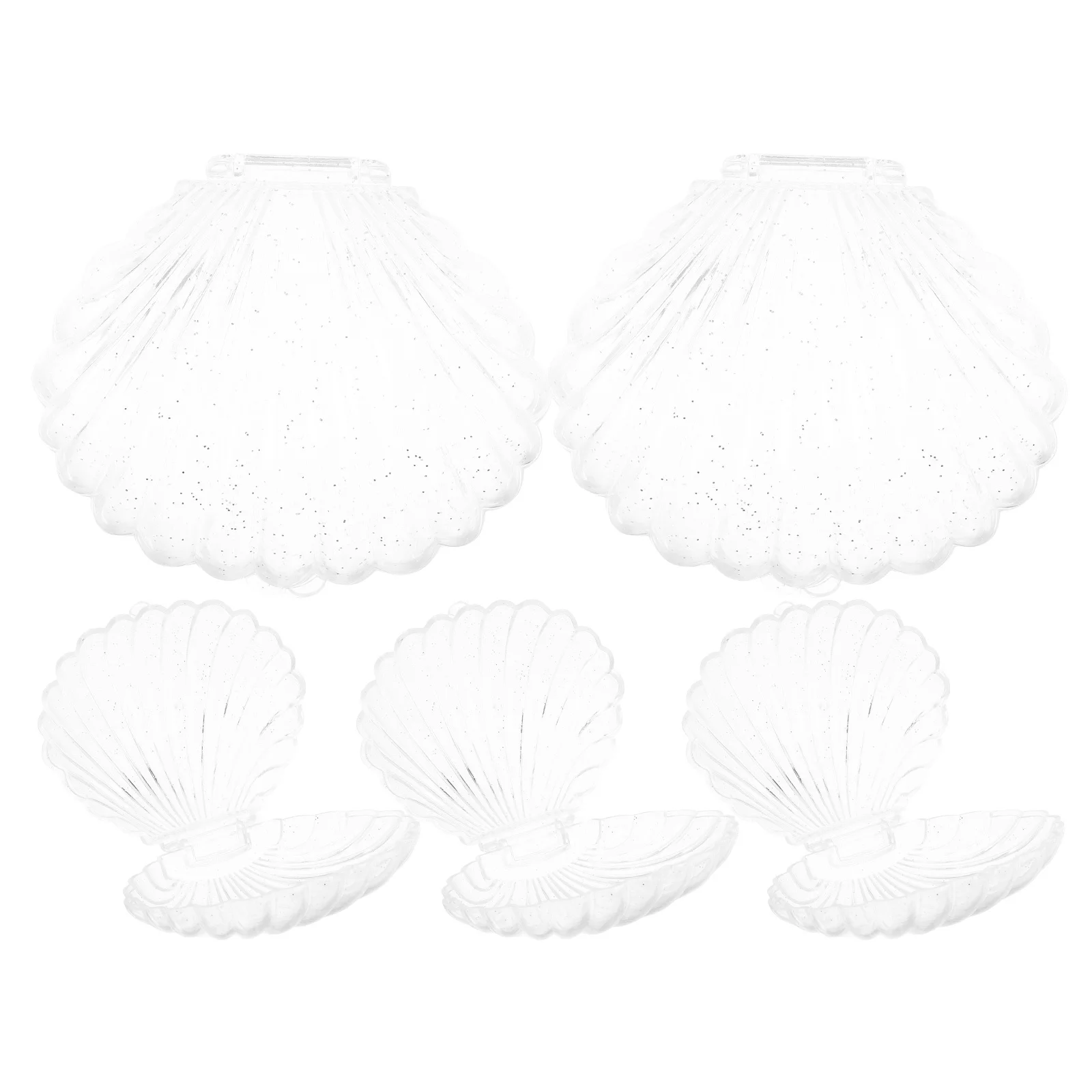 

5Pcs Seashell Candy Box Clear Display Containers for Jewelry Treats Wedding Party Favors Sparkle Decorative Reusable Material