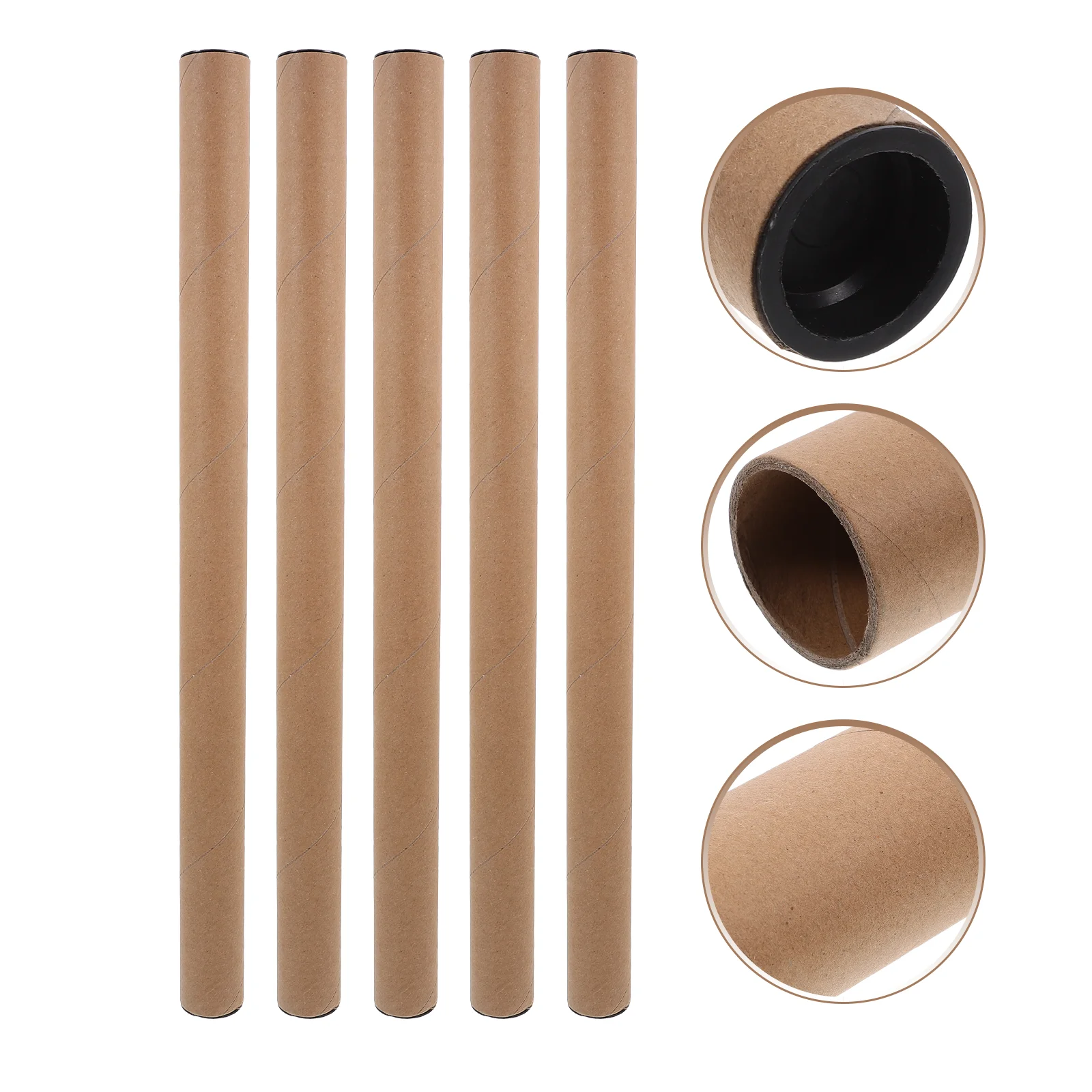 10 Pcs Mailing Tube Tubes with Caps Brown Cardboard Kraft Push up Paper Poster Drawings Storage Case Round