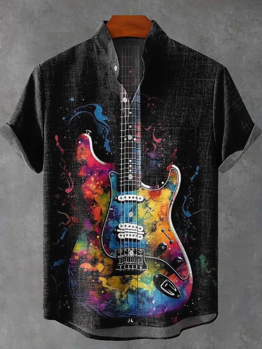 

Новая гавайская весенне-летняя модная повседневная льняная рубашка на пуговицах с короткими рукавами и принтом для уличных путешествий, прогулок и пляжа