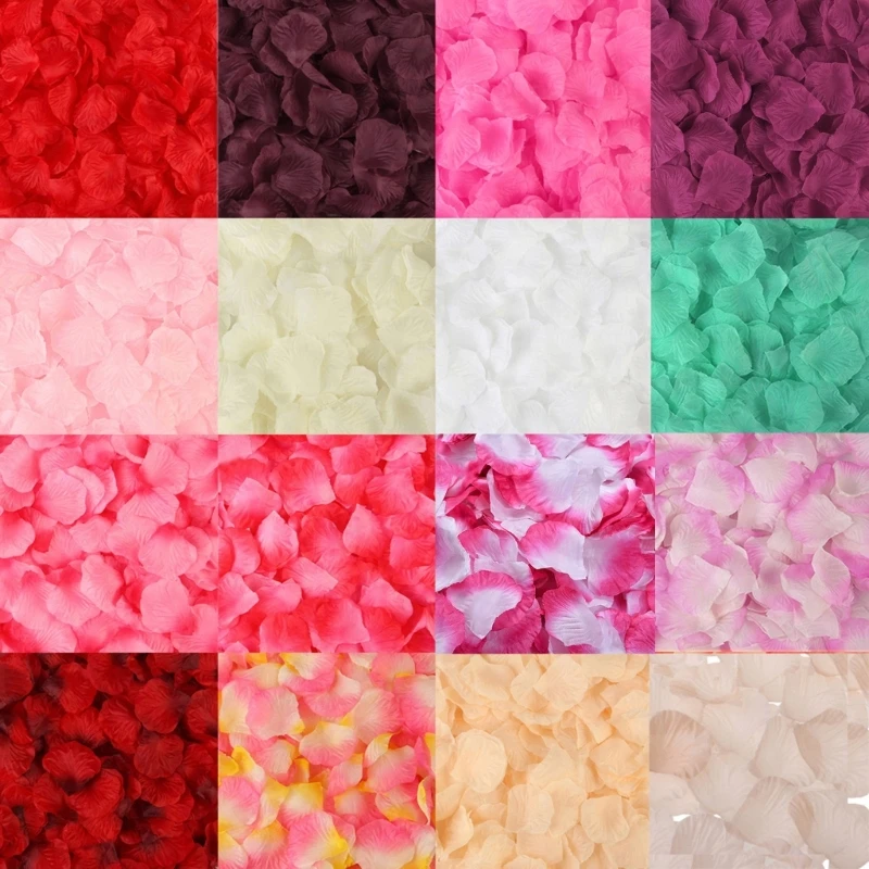 2000 Pcs Artificial Rose Petals Wedding Petalas Colorful Silk Flower Accessories for Cards Gift Wraps Table Decoration K2V