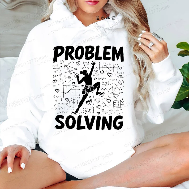 Sweat à capuche avec imprimé graphique Go Climb A Rock pour femmes, style streetwear décontracté, manches longues, automne-hiver