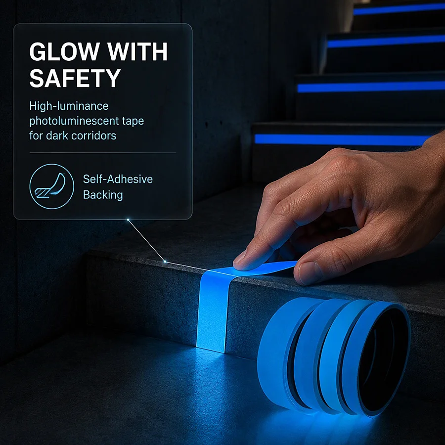 4 Rolls Glow In The Dark Tape Fluorescent Stickers for Fishing Pole Rope Stair Tread Bike Handlebar Stage Decor Halloween