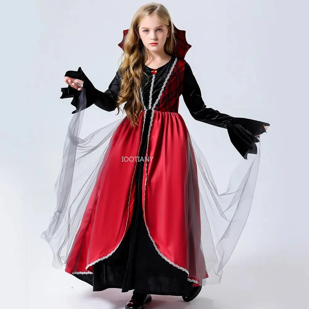 

Children Stage Performance Vampire Costumes Kids Children Vampiress Role Play Cosplay Outfits Haunted House Party Game Dress Up