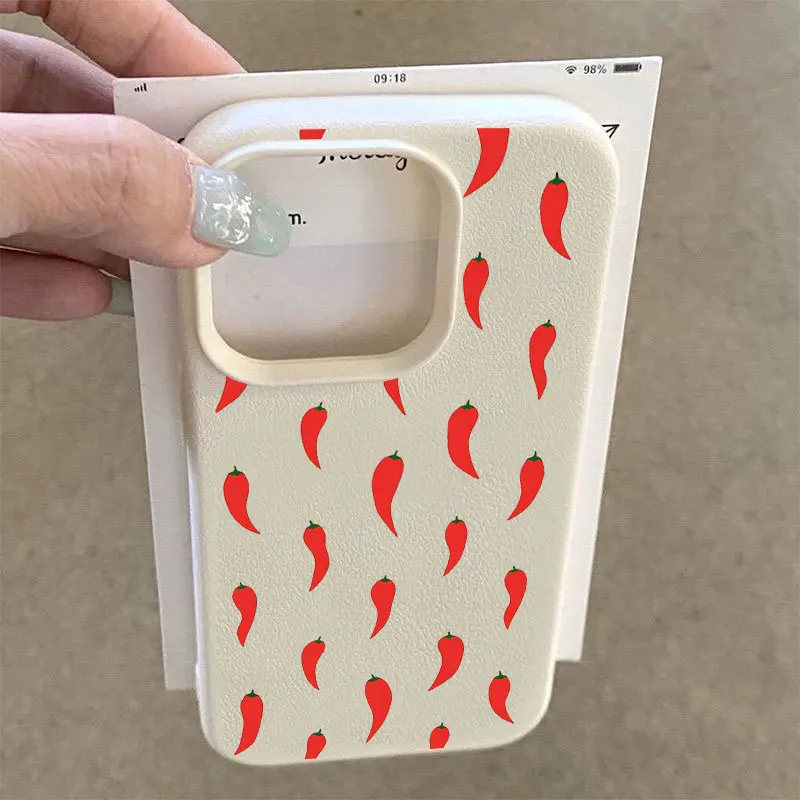 Red Pepper Printed Phone Case For iPhone 17 16 15 14 13 12 11 Pro Max 17Pro 16 15 14 Plus 17 Air XR XS Silicone Matte Soft Cover