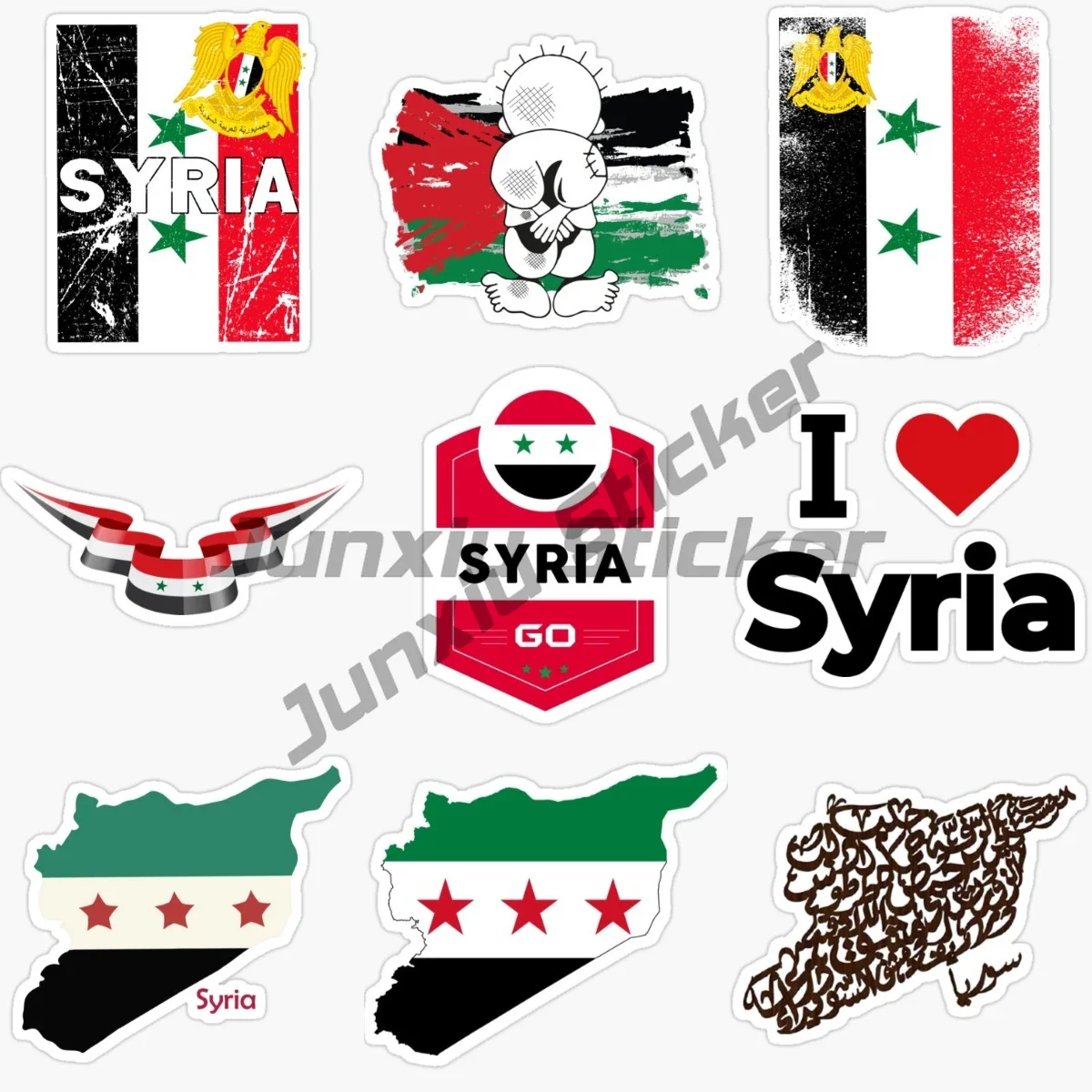 

SYR SY Syrian Coat of Arms Car Sticker Self Adhesive Vinyl Syria Flag Vinyl Self-adhesive Decals