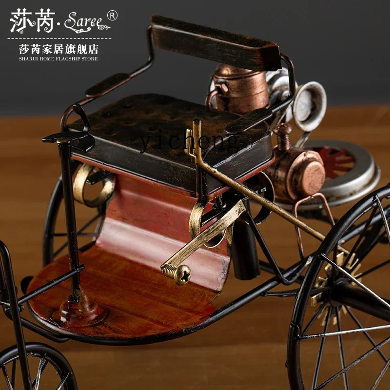 

4-10 Retro Creative Vintage Car Ornament Iron Art Model Home Living Room Study Decoration