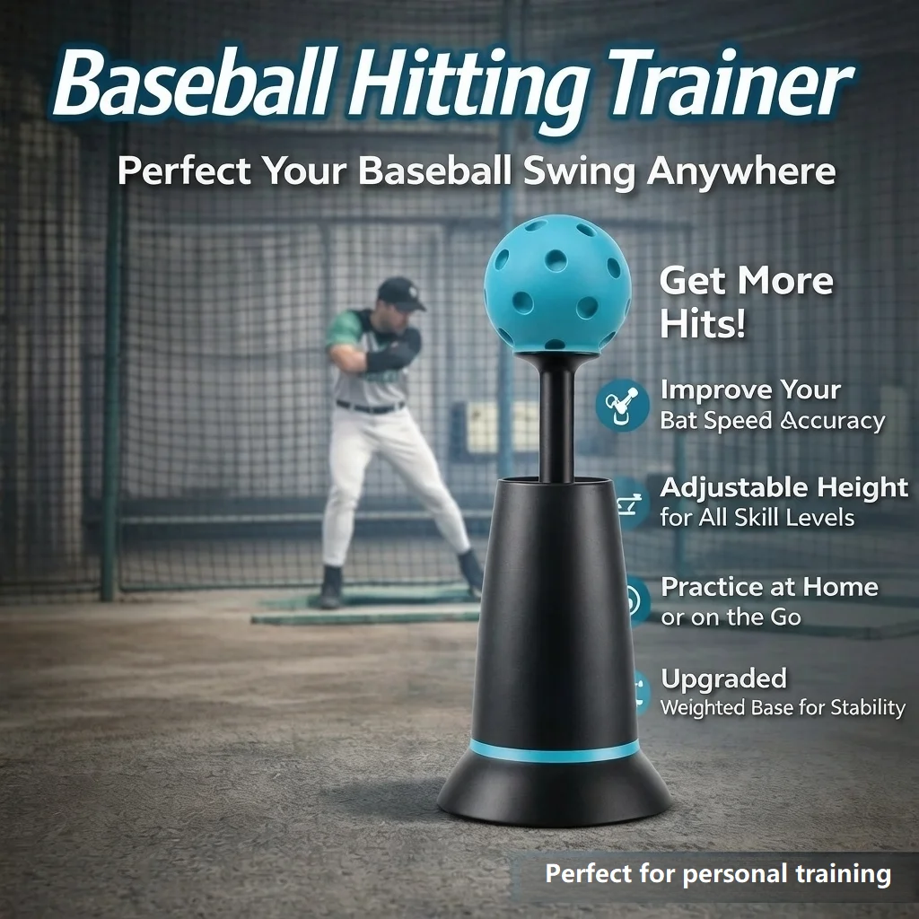 Durable Nylon Baseball Tee Popper Batting Training Equipment No Pitcher Solo Hitting Power Practice 3 Popper Ball Included