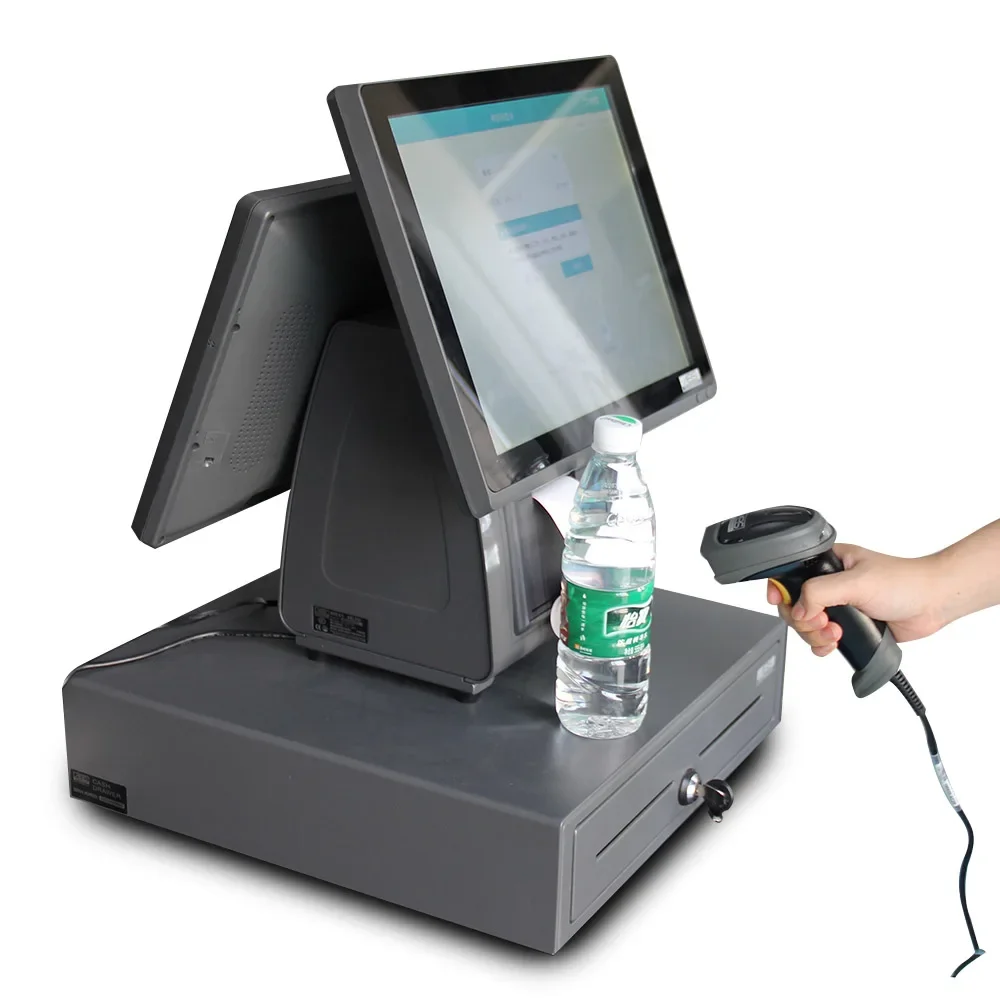 Latest Point Of Sale  15.6 inch Dual Screen Pos Machine metallic material Design New Pos Touch System