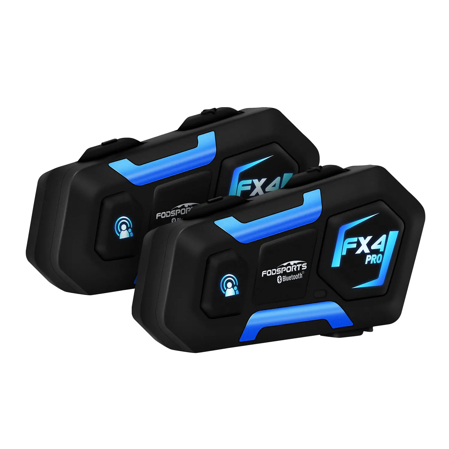 2 pcs Fodsports FX4 Pro Casque Interphone Casque de moto Casque Bluetooth 1000m Interphone Intercomunicador 4 coureurs parlant en même temps avec