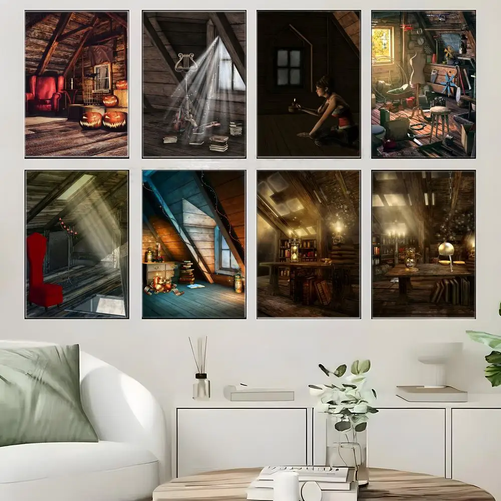Art A-Attic Old Objects Fantasy Poster Crease Free Waterproof Durable All Space Wall Decor