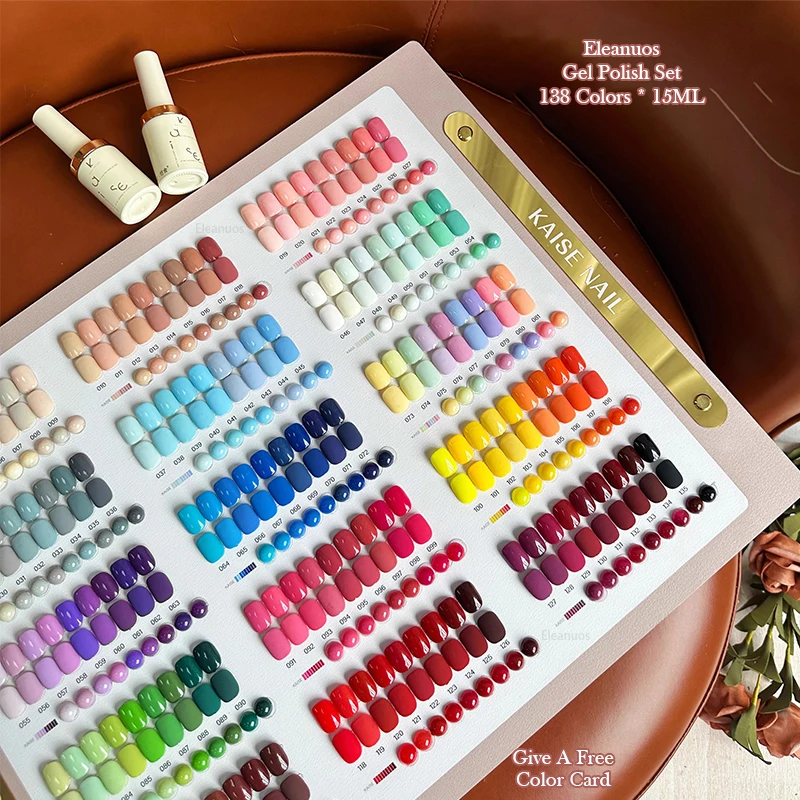 Eleanuos شعبية هلام 135 لون مجموعة كبيرة مختلطة شبه دائمة اللون لامعة بلون مسمار الغراء الأشعة فوق البنفسجية التمهيدي مشبعة مسمار متجر