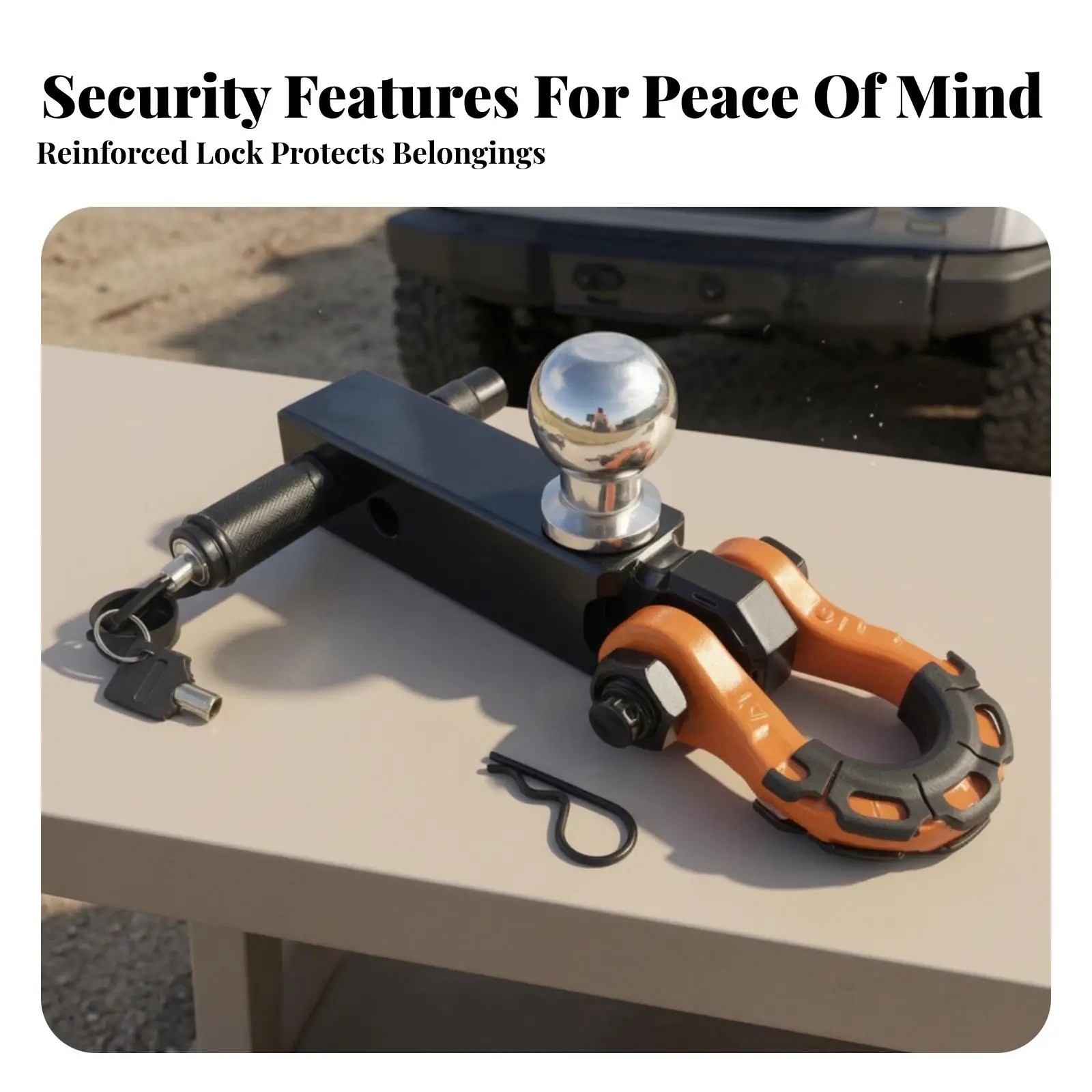 Robust Vehicle Towing Hook Aluminum and Stainless Unified Ball Shackle Hitch Mount for Utility Use