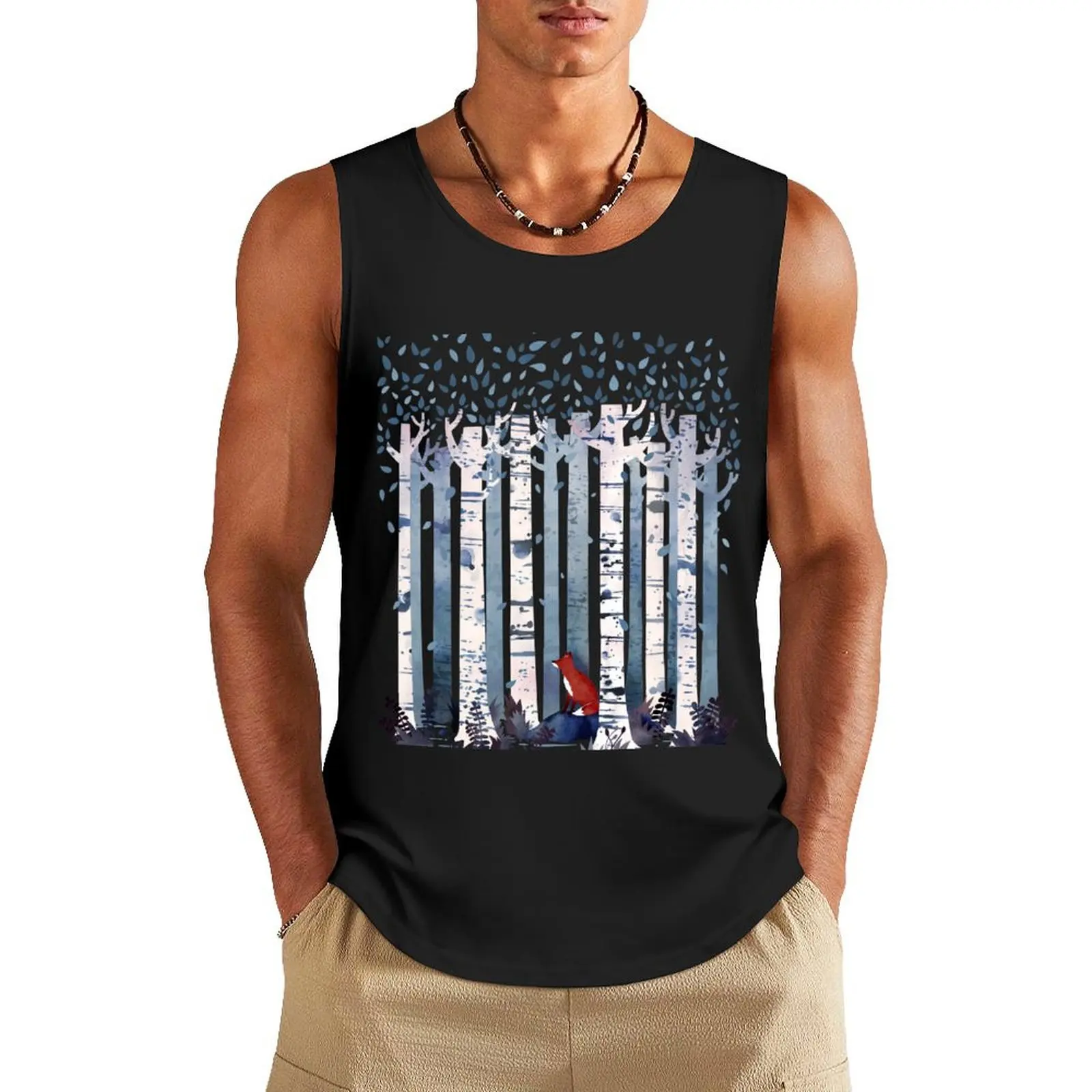 The Birches (in Blue) Tank Top bodybuilding t shirt sports vest