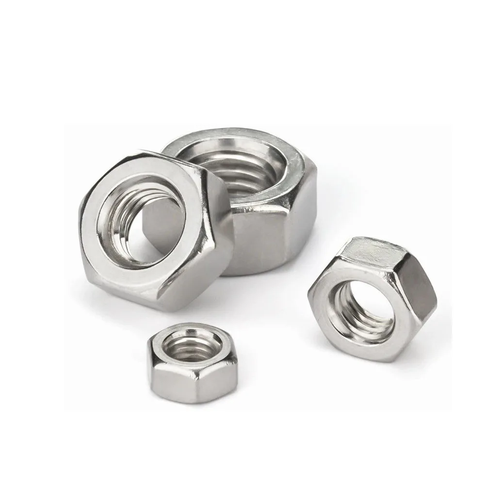 1-20PCS A2-70 Hex Nut Fine Thread M8 M10 M12 M14 M16 M20 A2 304 Stainless Steel Hexagon Nuts GB6171 1.0~1.5 Teeth Pitch