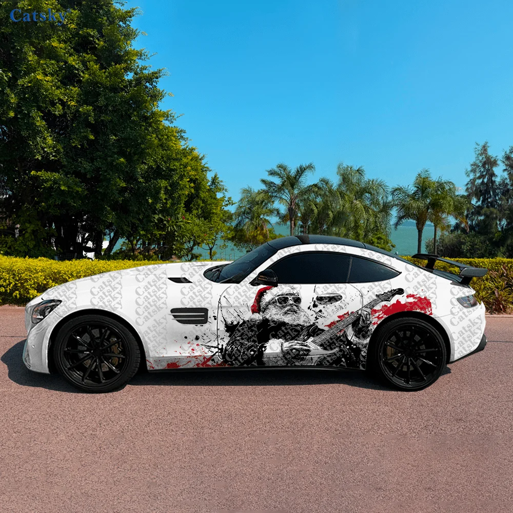 

CATSKY.2pcs.Punk Sunglasses Santa Claus Car Side Decals | Самоклеящиеся водонепроницаемые и устойчивые к царапинам наклейки из ПВХ, модные