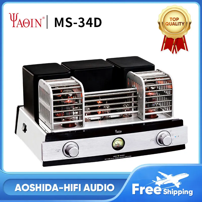 

YAQIN MS-34D Tube Audio Amplifier CSR8675 Chip Bluetooth5.0 Lossless HD Hi-res Electronic Tube AMP APT-X Power Amplifier Desktop