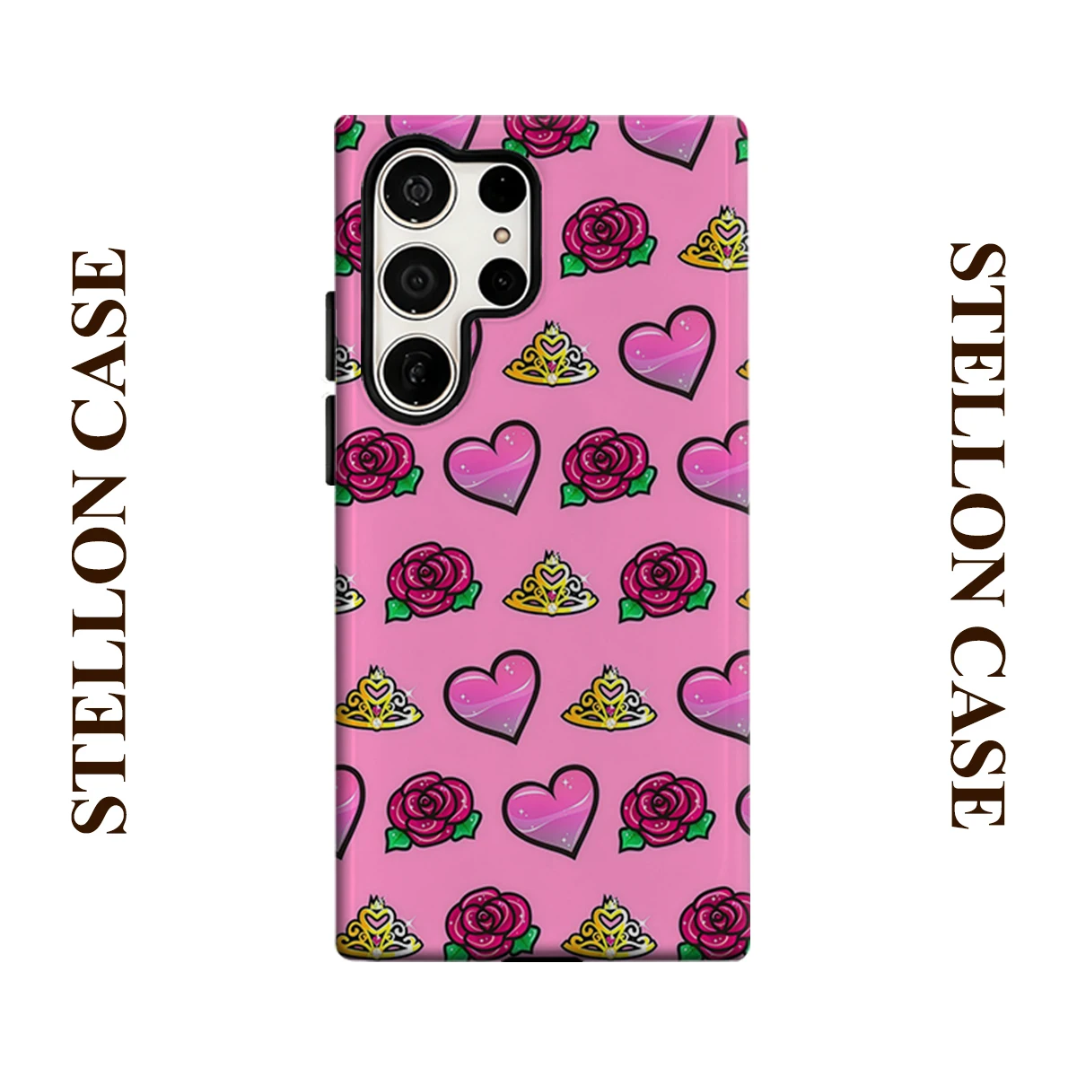 Rose Crown Heart Phone Case for Samsung Galaxy S26 S25 Ultra S24 S23 Ultra Plus Glossy Double-layer Back Cover