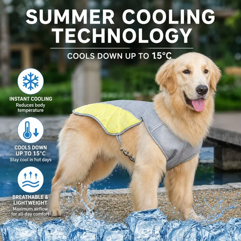 Gilet rafraîchissant pour chien, veste rafraîchissante d'été pour chiens de petite, moyenne et grande taille, vêtements rafraîchissants respirants