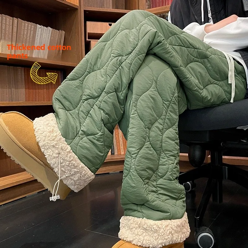 

Men's Winter Faion Straight Leg Cotton Pants Warm Spor Casual Trousers Loose Fit Durable Nylon Fiber Comfortable Wear