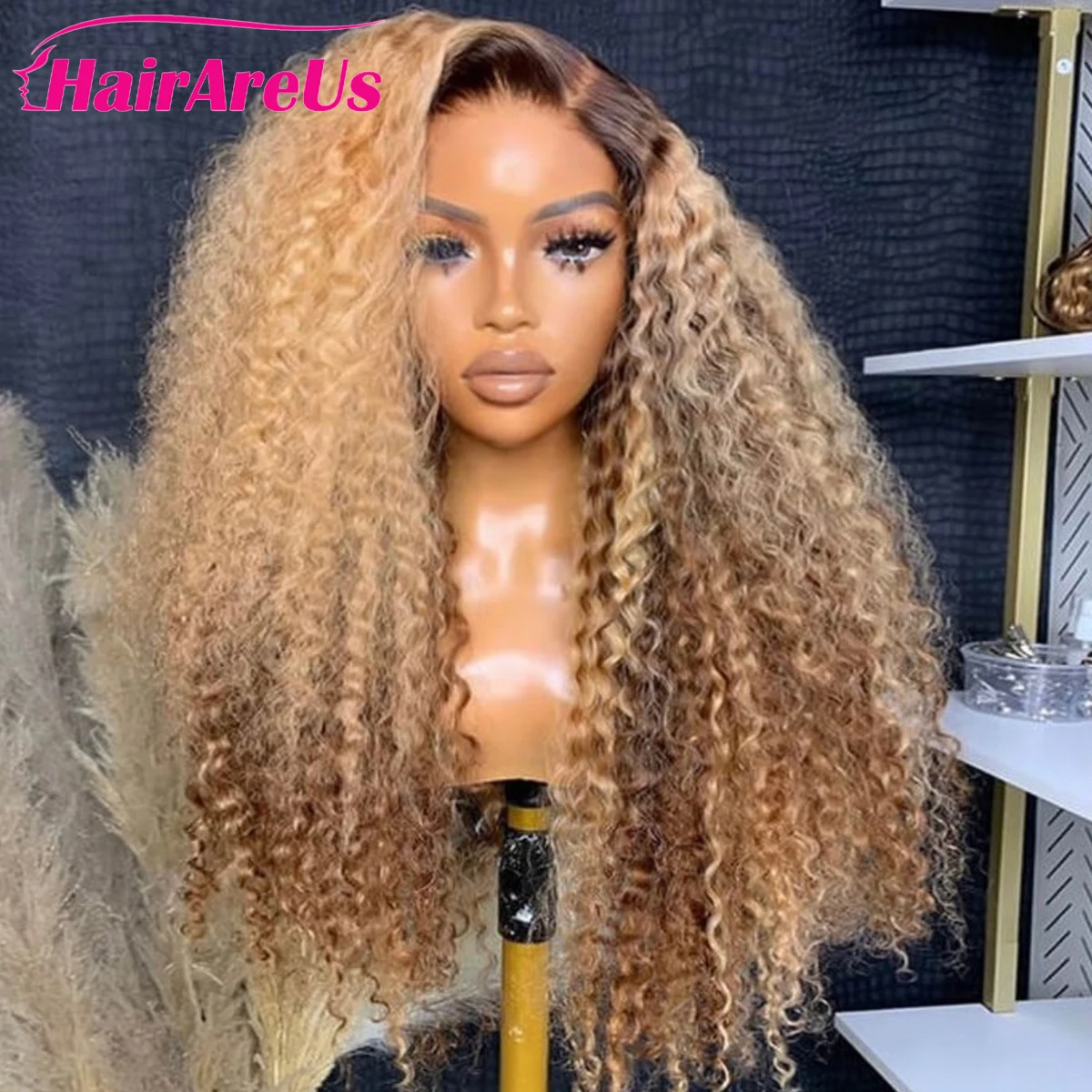 Resaltar pelucas rizadas 13x6 peluca de cabello humano con encaje frontal rubio miel onda profunda 13x4 pelucas de encaje HD 100 pelucas de cabello humano para mujeres