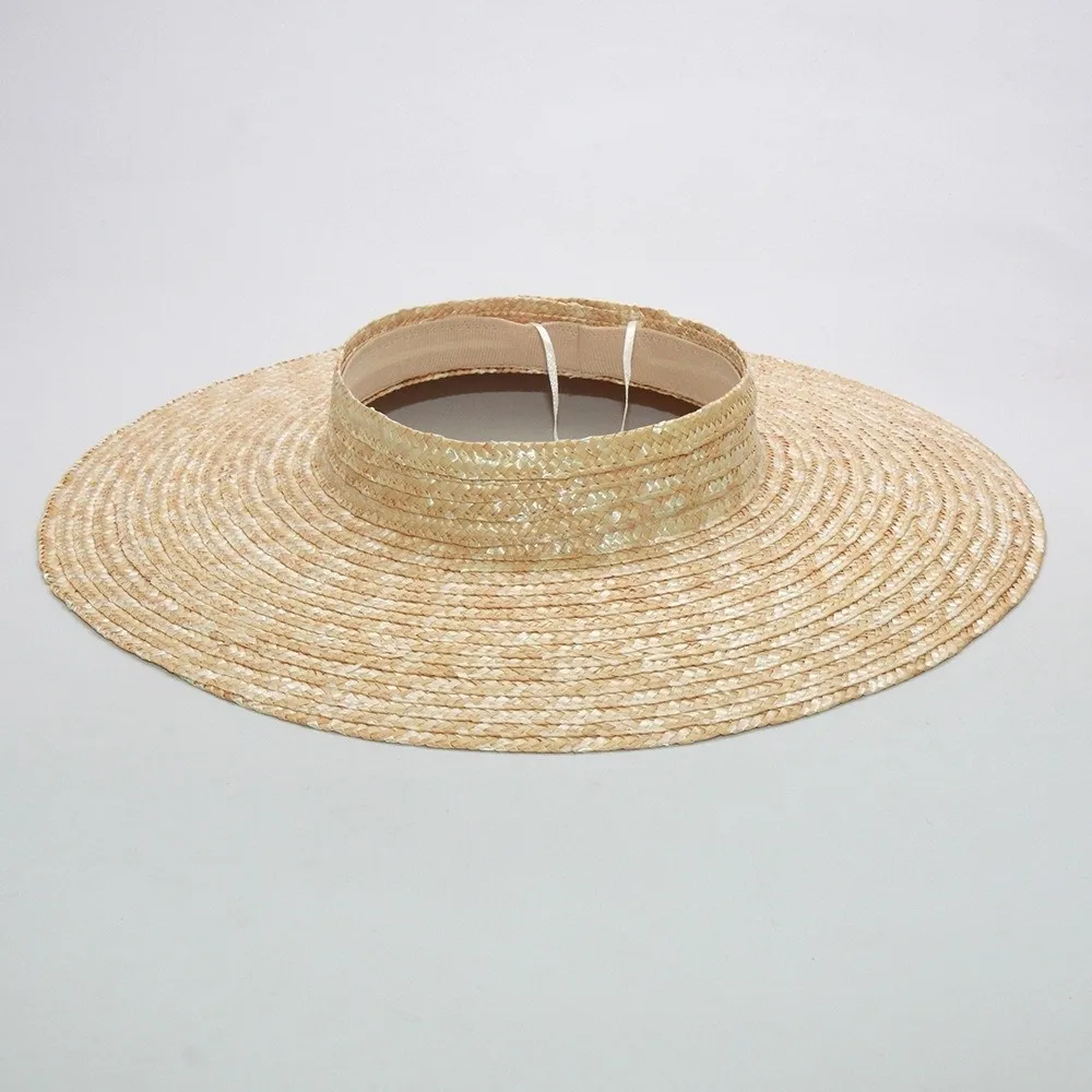 Fashion Empty Top Round Sun Hat for Women Sun-protective Wide Brim Beach Cap Versatile Breathable Panama Hat Summer