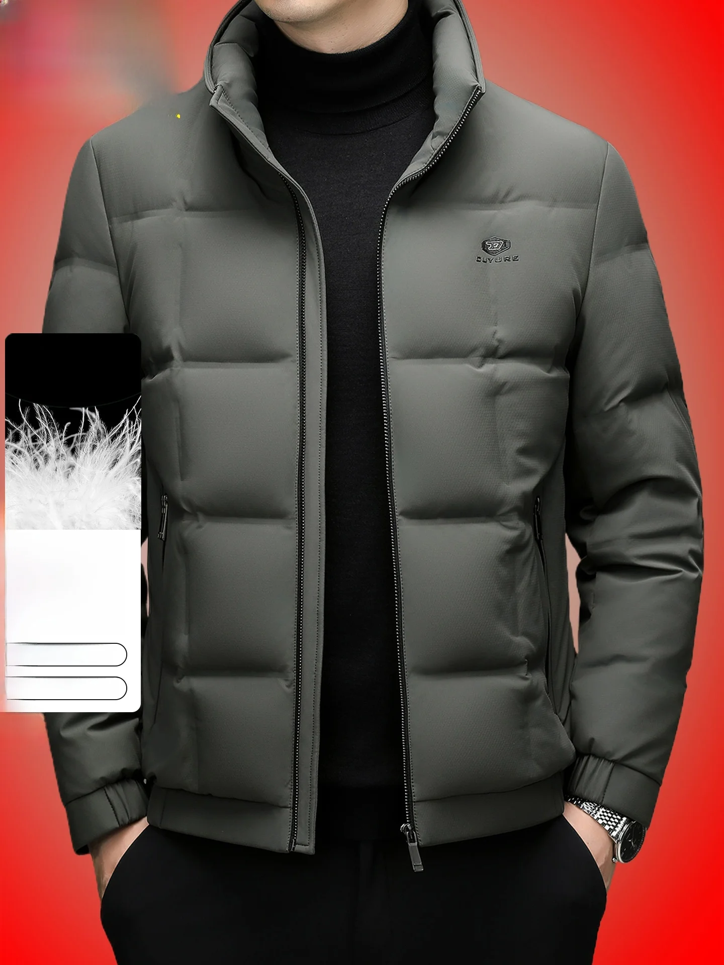 

Men's ort Thiened Stand Collar down Jaet Winter Warm Outerwear Windproof Dad Winter Clothes Cold Resistant Top Faion ...