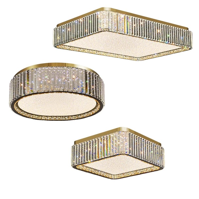 Modern Luxury Gold Led Ceiling Lamp Rectangle Round Square, Home Decoration Foyer Bedroom Ceiling Chandeliers Star