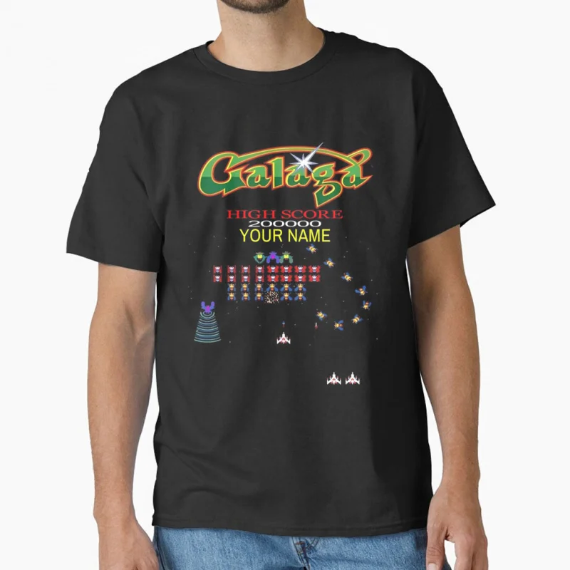 

Mod.01 Arcade Galaga 80s Retro Space Invaders Video Game Juego Gaming Console Aliens 8-Bits Gamer pixel T shirt Large size Tops