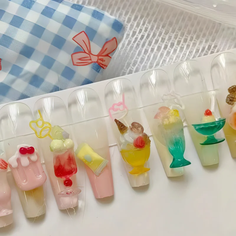 Summer Fruit Juice Drink Cup DIY 3D Nail Mold with Straw Silicone Mold for Nail Art Sand Ice Design One Piece - view 2